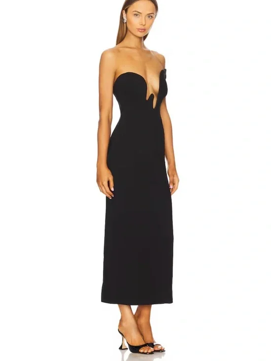 Bardot Black Strapless Midi Dress - Picture 2 of 5